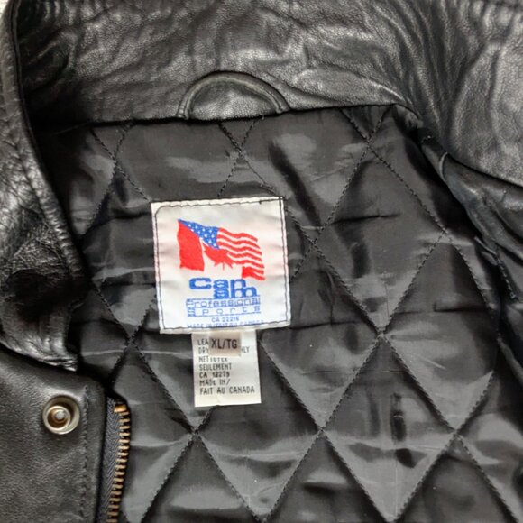 CAN-AM Men's XL Leather Bomber Jacket Calgary Flames 1999-2007 Logo Made Canada - Picture 7 of 8